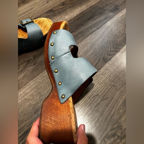 Kork-Ease Blue Slide Sandals with Buckle chunky boho platform - Picture 5 of 13